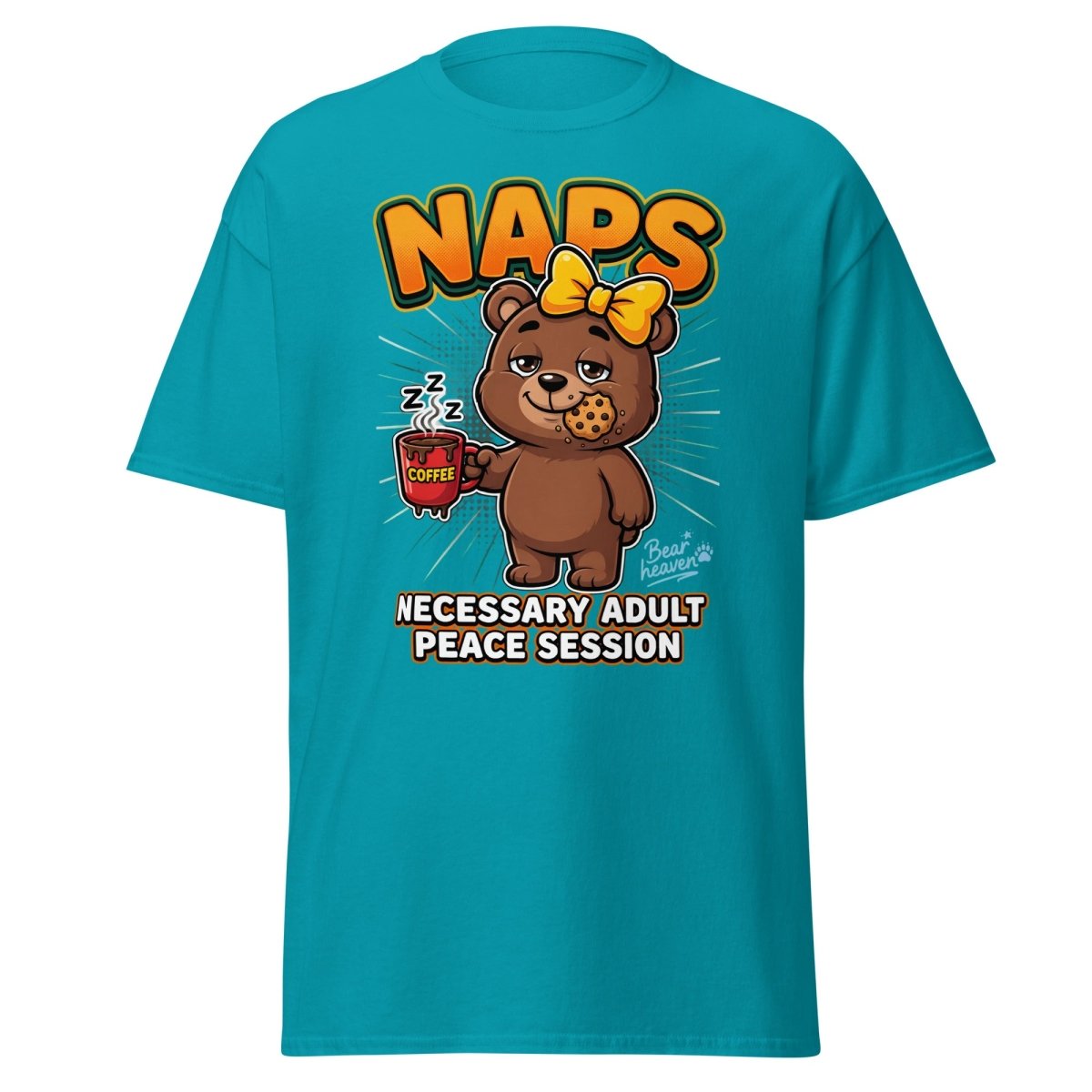 Funny Naps Bear T-Shirt - Necessary Adult Peace Session - Tropical Blue - TeeRipple