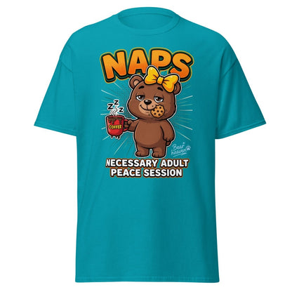Funny Naps Bear T-Shirt - Necessary Adult Peace Session - Tropical Blue - TeeRipple