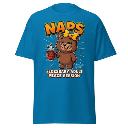 Funny Naps Bear T-Shirt - Necessary Adult Peace Session - Sapphire - TeeRipple