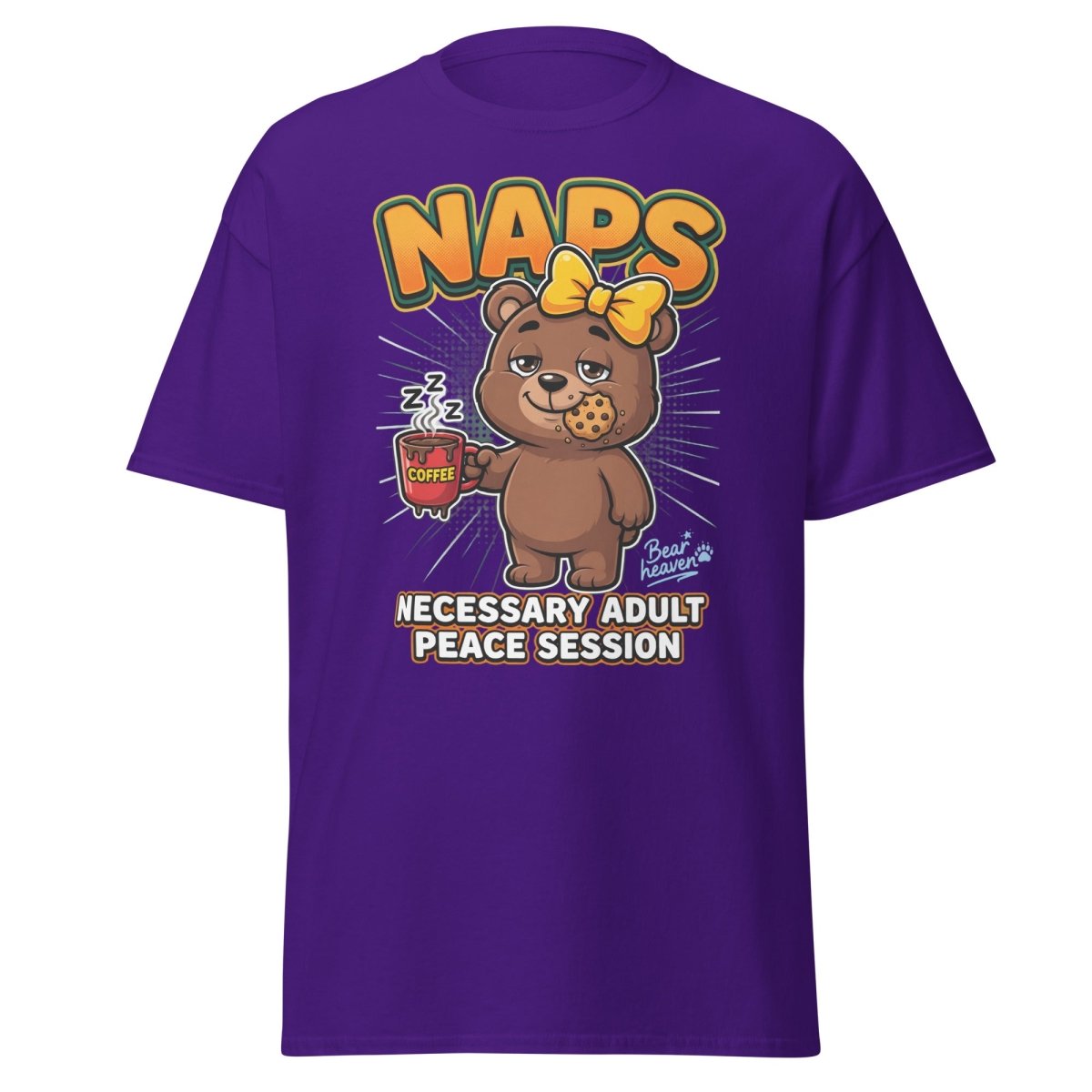 Funny Naps Bear T-Shirt - Necessary Adult Peace Session - Purple - TeeRipple