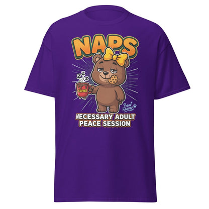 Funny Naps Bear T-Shirt - Necessary Adult Peace Session - Purple - TeeRipple