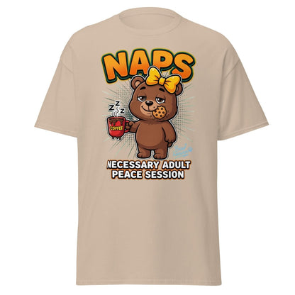 Funny Naps Bear T-Shirt - Necessary Adult Peace Session - Sand - TeeRipple