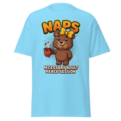 Funny Naps Bear T-Shirt - Necessary Adult Peace Session - Sky - TeeRipple