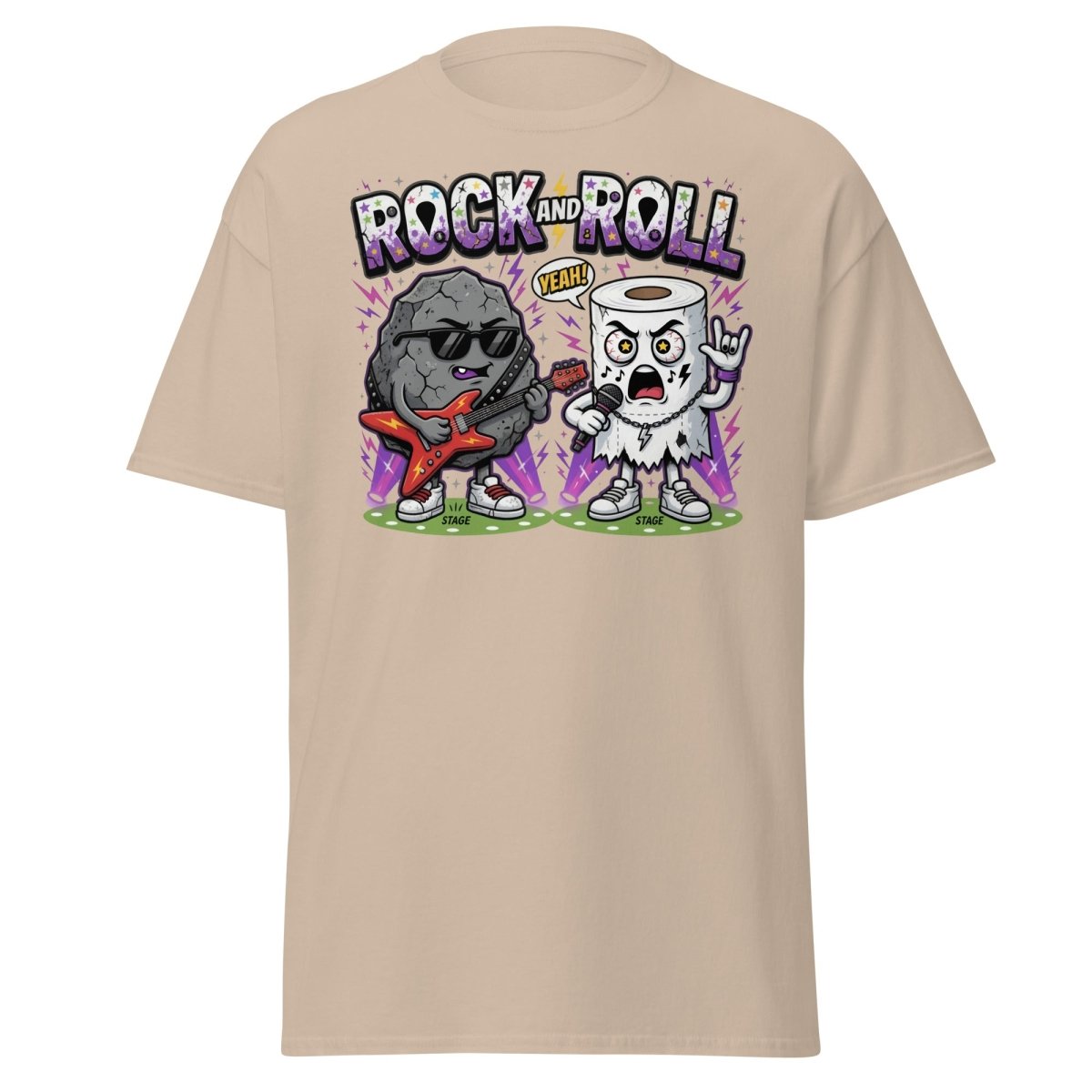 Funny Rock and Roll Toilet Paper T-Shirt - Sand - TeeRipple