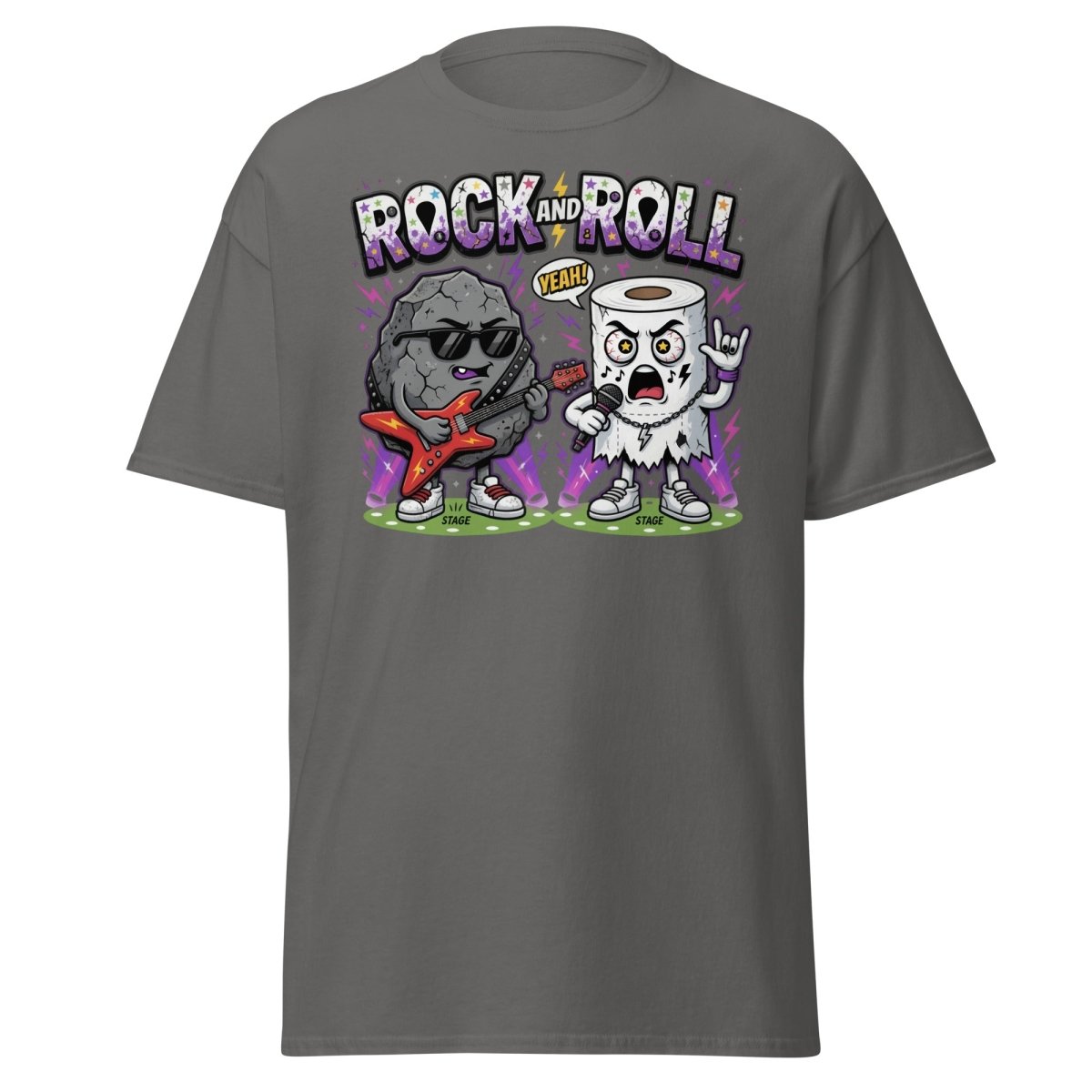 Funny Rock and Roll Toilet Paper T-Shirt - Charcoal - TeeRipple