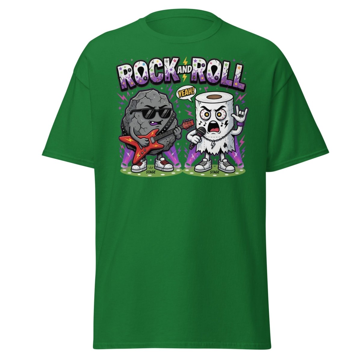 Funny Rock and Roll Toilet Paper T-Shirt - Turf Green - TeeRipple