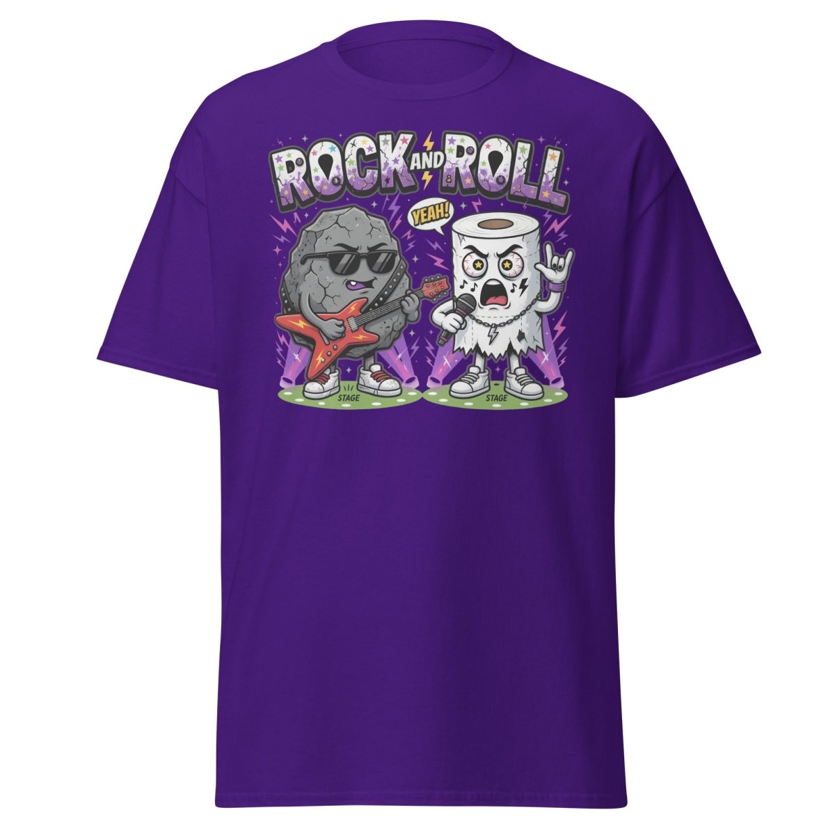 Funny Rock and Roll Toilet Paper T-Shirt - Purple - TeeRipple