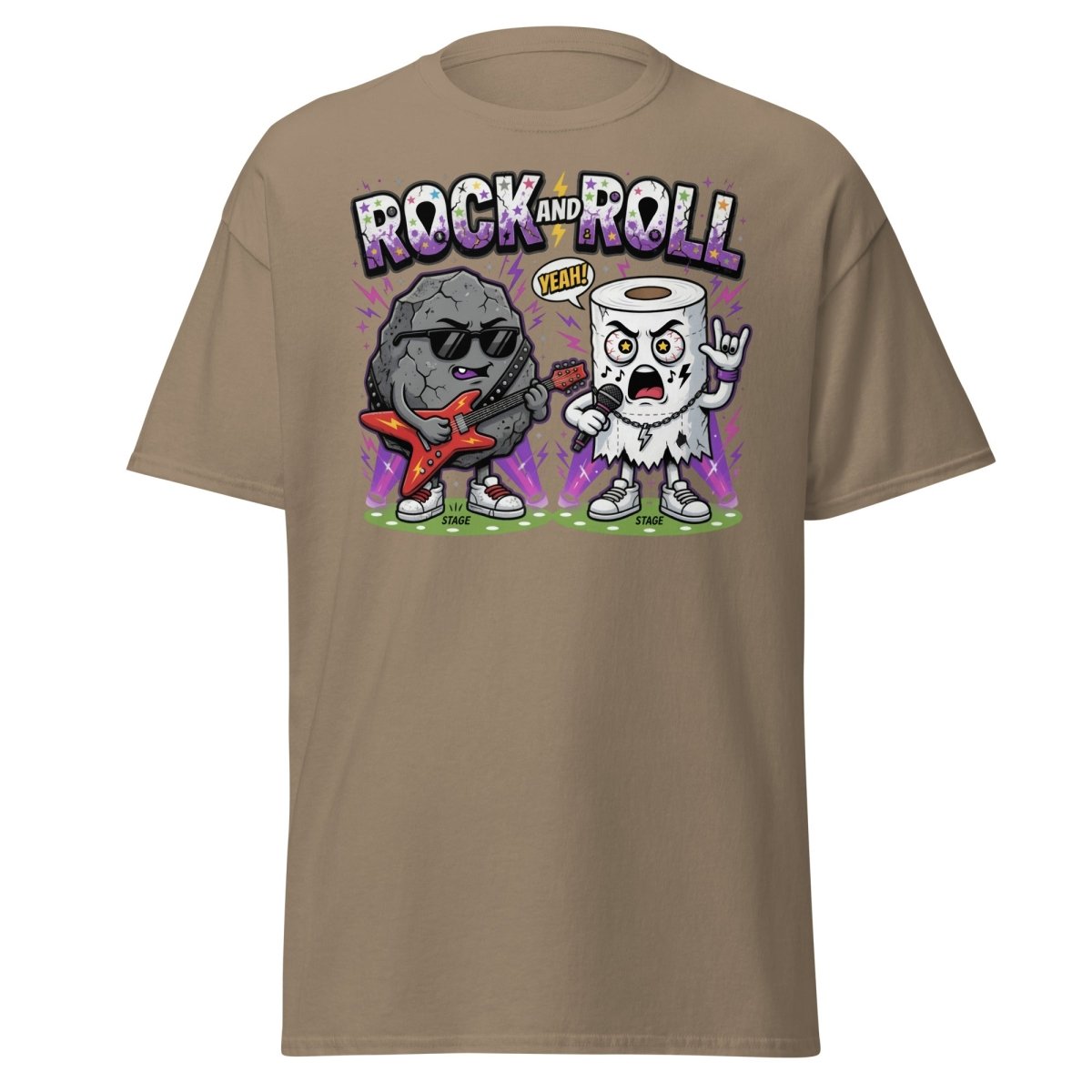 Funny Rock and Roll Toilet Paper T-Shirt - Brown Savana - TeeRipple