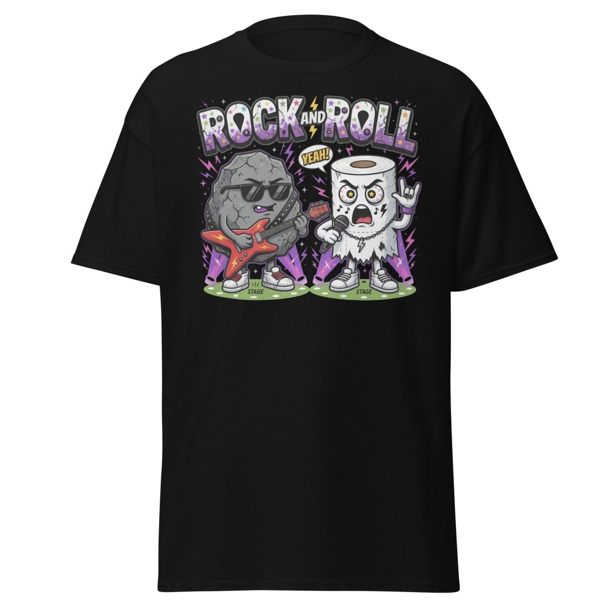 Funny Rock and Roll Toilet Paper T-Shirt - Black - TeeRipple
