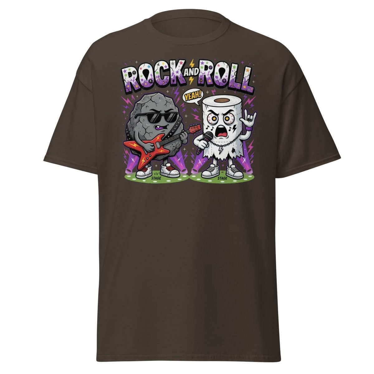 Funny Rock and Roll Toilet Paper T-Shirt - Dark Chocolate - TeeRipple