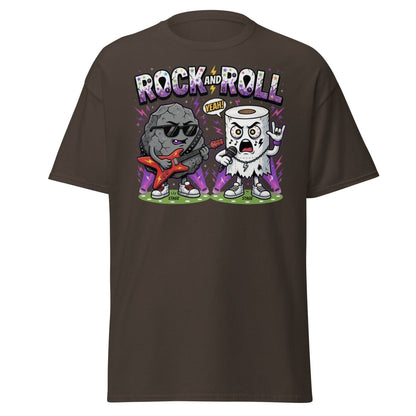 Funny Rock and Roll Toilet Paper T-Shirt - Dark Chocolate - TeeRipple