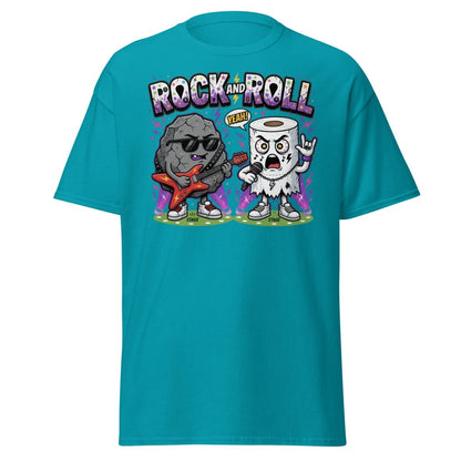 Funny Rock and Roll Toilet Paper T-Shirt - Tropical Blue - TeeRipple