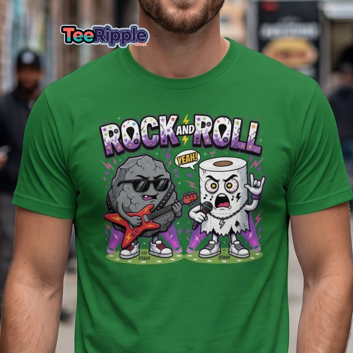 Funny Rock and Roll Toilet Paper T-Shirt - Maroon - TeeRipple