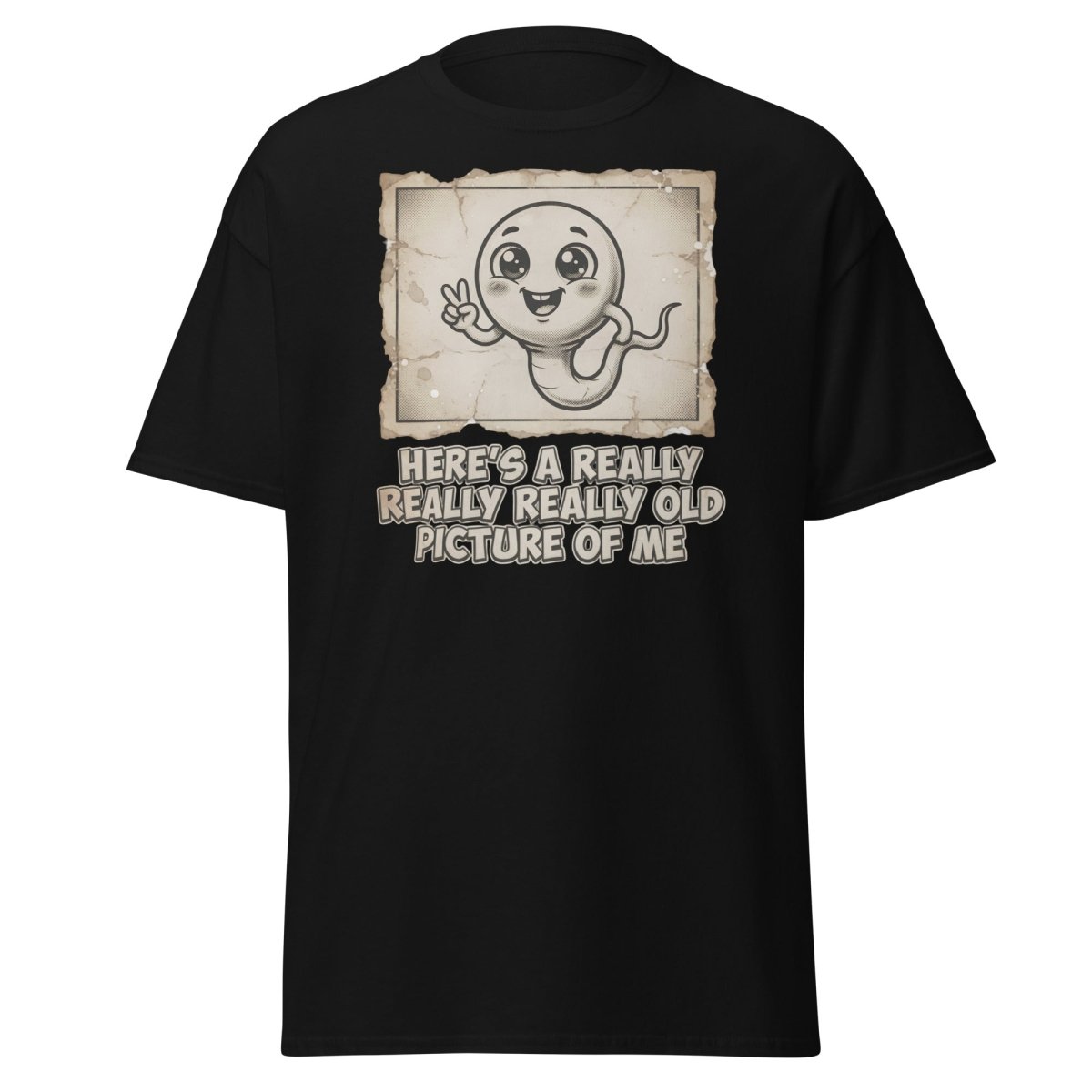 Funny Sperm "Old Picture of Me" Vintage T-Shirt - Black - TeeRipple