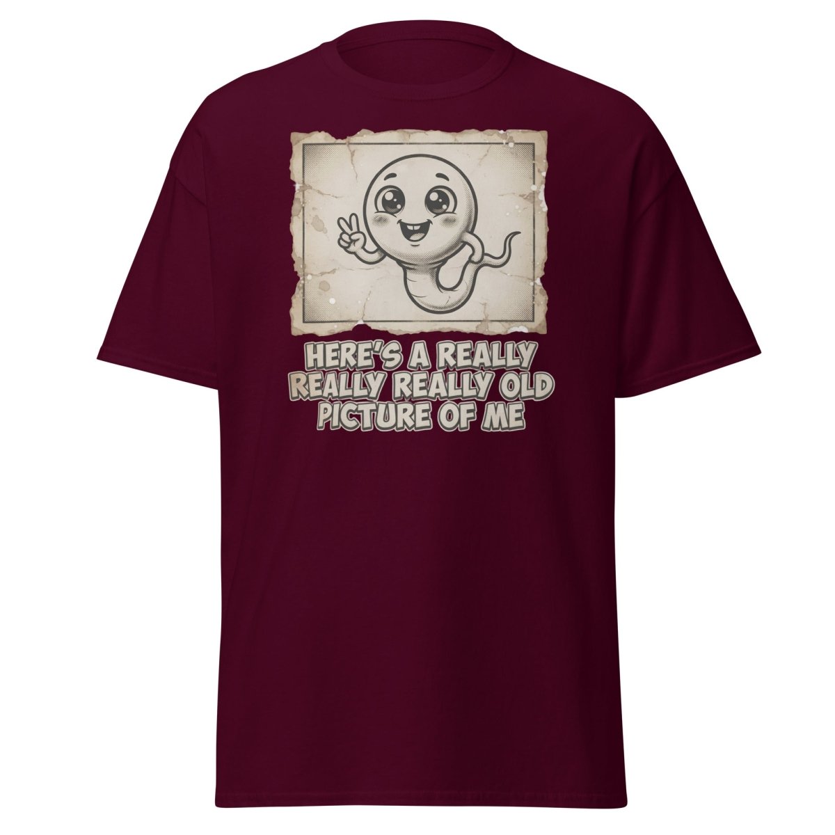 Funny Sperm "Old Picture of Me" Vintage T-Shirt - Maroon - TeeRipple