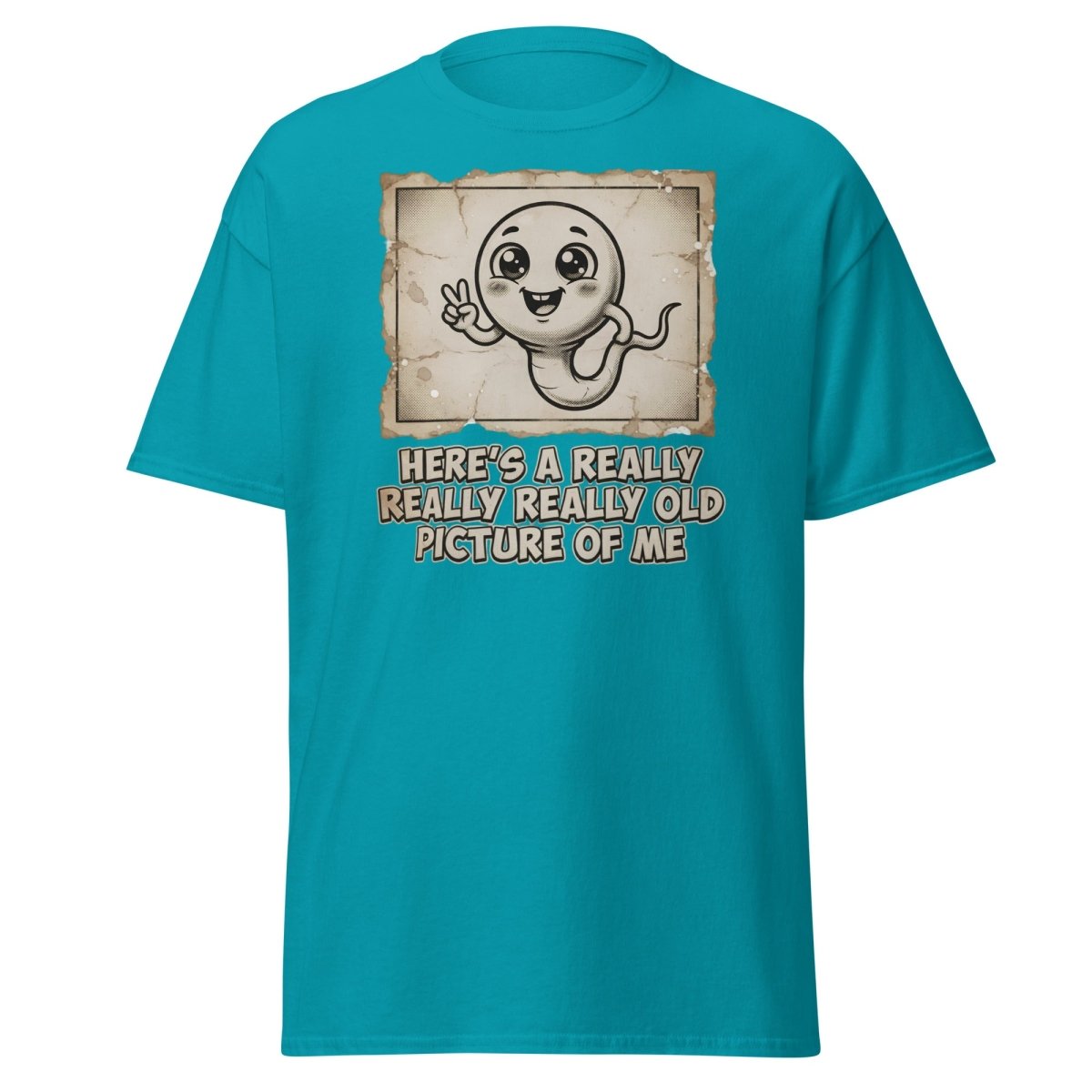 Funny Sperm "Old Picture of Me" Vintage T-Shirt - Tropical Blue - TeeRipple