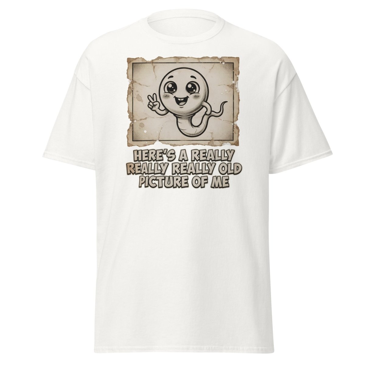 Funny Sperm "Old Picture of Me" Vintage T-Shirt - White - TeeRipple