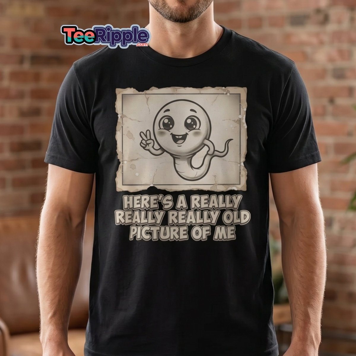 Funny Sperm "Old Picture of Me" Vintage T-Shirt - Maroon - TeeRipple