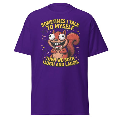 Funny Squirrel Talk To Myself T-Shirt | Sarcastic Humor Tee - Purple - TeeRipple