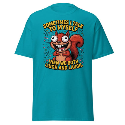 Funny Squirrel Talk To Myself T-Shirt | Sarcastic Humor Tee - Tropical Blue - TeeRipple