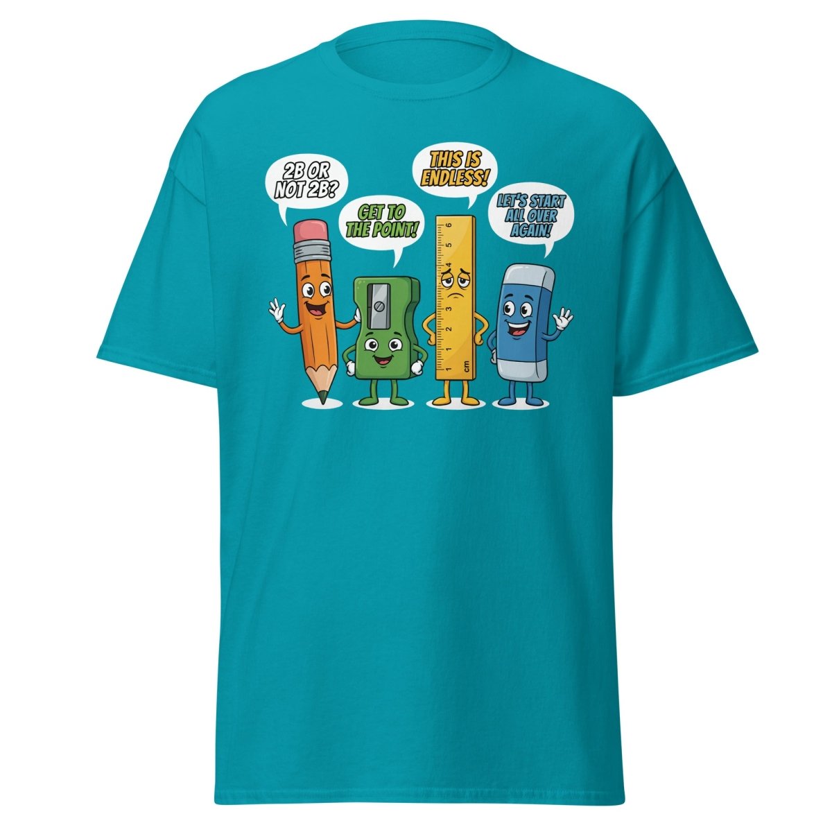 Funny Stationery Puns T-Shirt - 2B or Not 2B Pencil Tee - Tropical Blue - TeeRipple