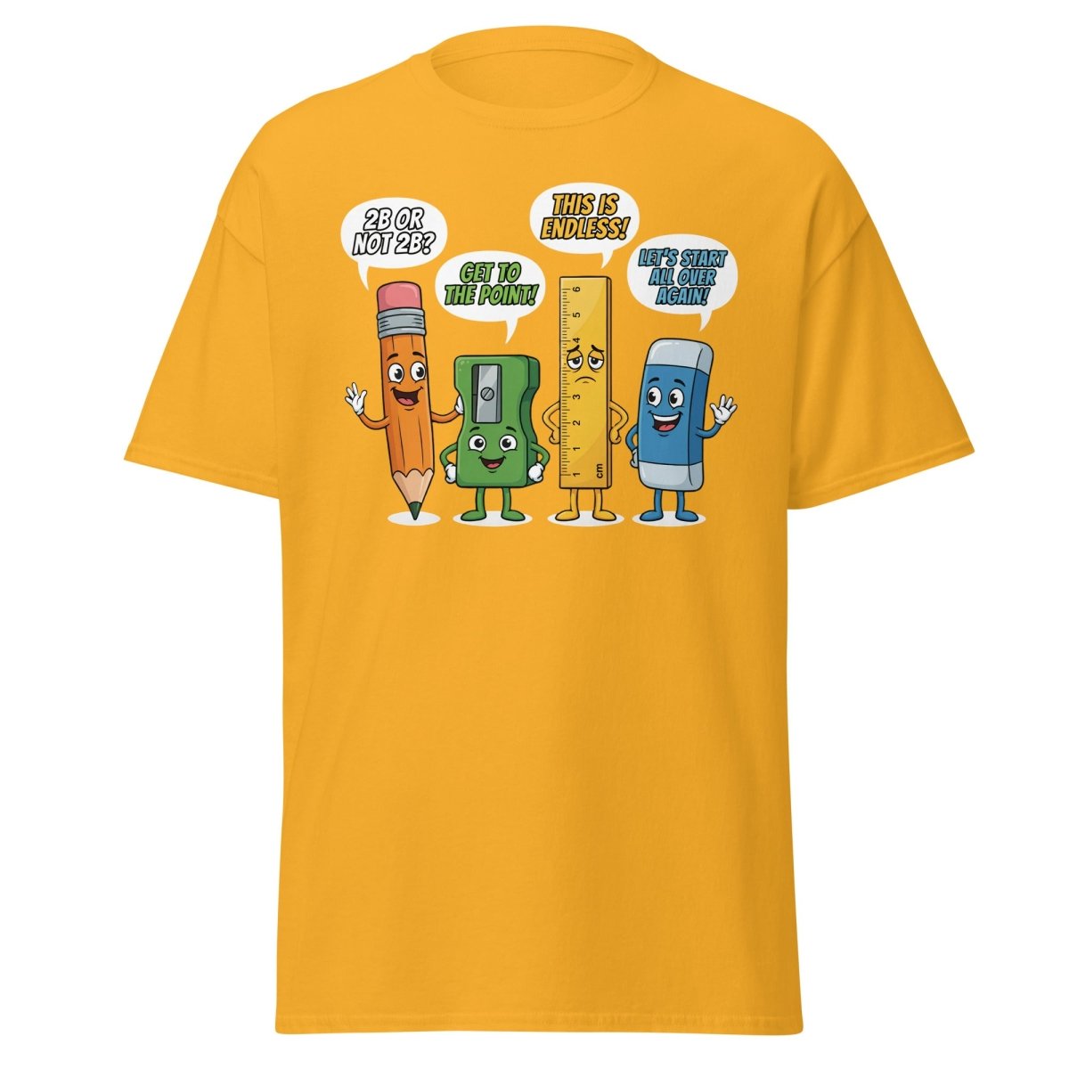 Funny Stationery Puns T-Shirt - 2B or Not 2B Pencil Tee - Gold - TeeRipple