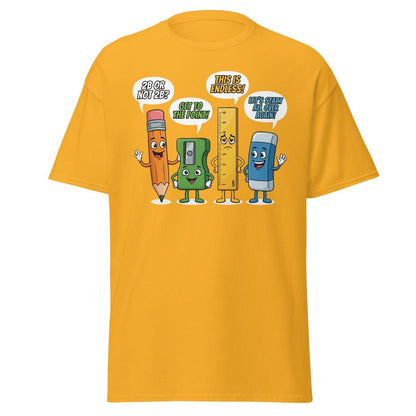 Funny Stationery Puns T-Shirt - 2B or Not 2B Pencil Tee - Gold - TeeRipple