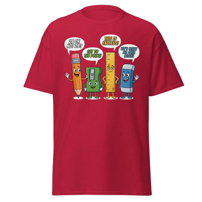 Funny Stationery Puns T-Shirt - 2B or Not 2B Pencil Tee - Cardinal - TeeRipple