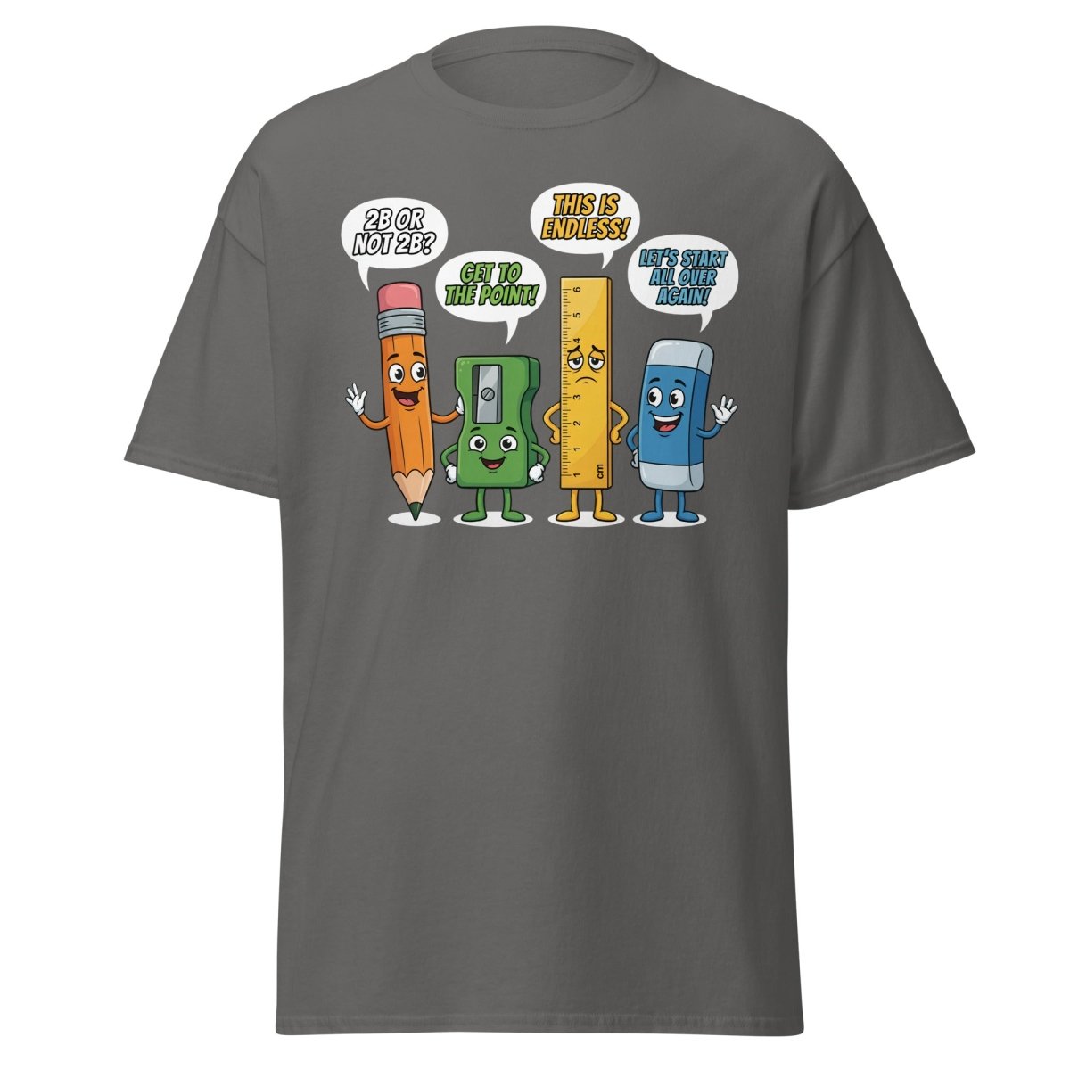 Funny Stationery Puns T-Shirt - 2B or Not 2B Pencil Tee - Charcoal - TeeRipple