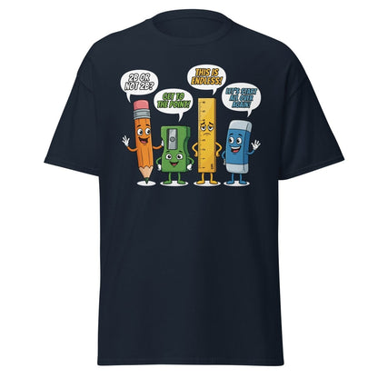 Funny Stationery Puns T-Shirt - 2B or Not 2B Pencil Tee - Navy - TeeRipple