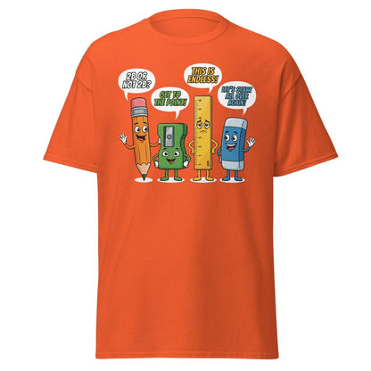 Funny Stationery Puns T-Shirt - 2B or Not 2B Pencil Tee - Orange - TeeRipple