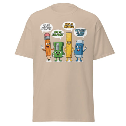 Funny Stationery Puns T-Shirt - 2B or Not 2B Pencil Tee - Sand - TeeRipple