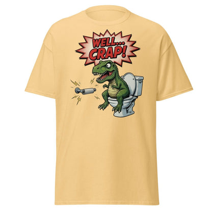 Funny T-Rex Toilet Paper T-Shirt – Well Crap Dino Tee - Yellow Haze - TeeRipple
