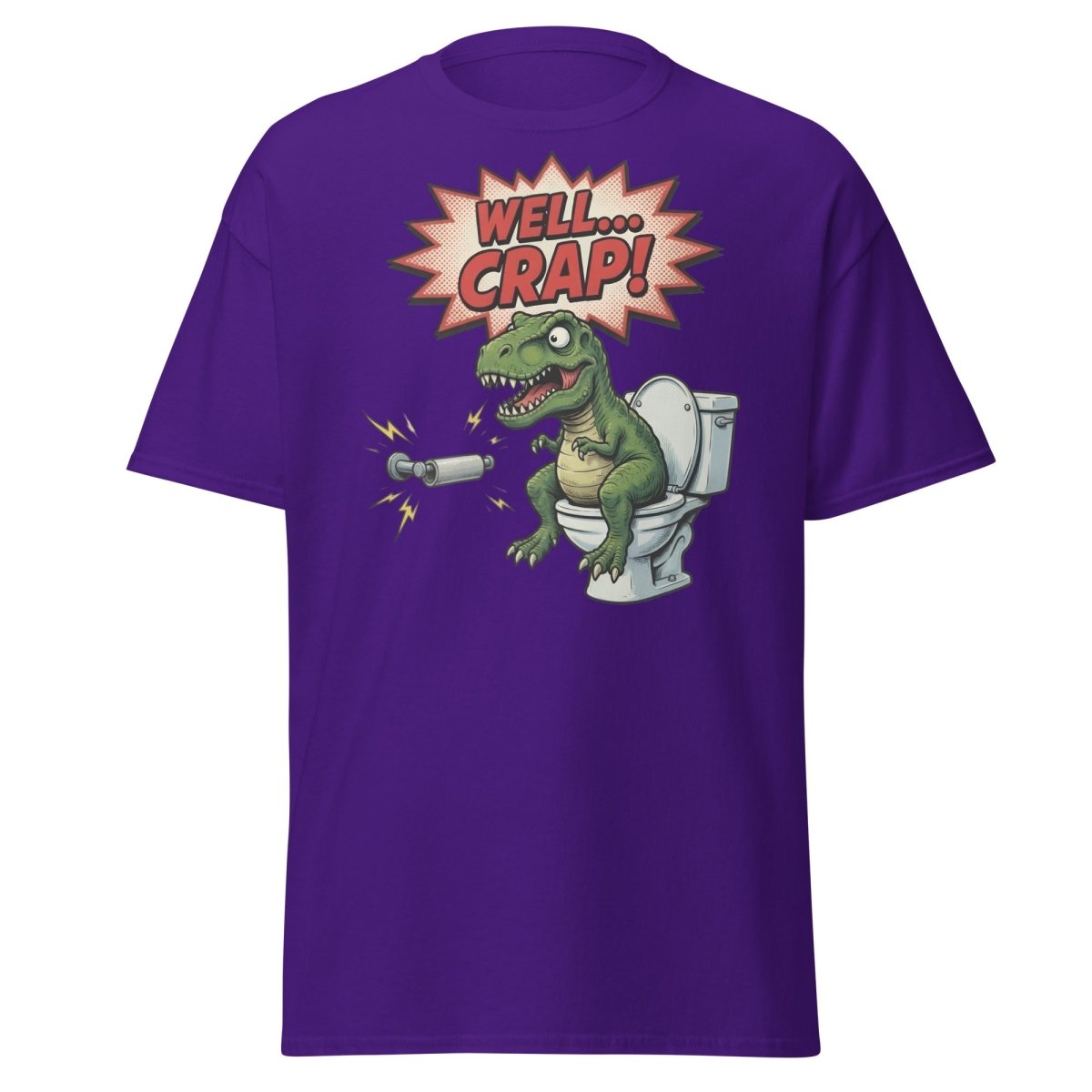 Funny T-Rex Toilet Paper T-Shirt – Well Crap Dino Tee - Purple - TeeRipple
