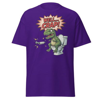 Funny T-Rex Toilet Paper T-Shirt – Well Crap Dino Tee - Purple - TeeRipple