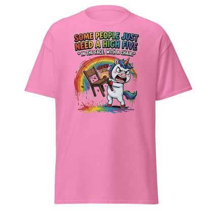 Funny Unicorn Chair Smash T-Shirt – High Five in the Face - Azalea - TeeRipple