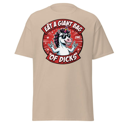 Funny Unicorn "Eat a Giant Bag of Dicks" T-Shirt - Sand - TeeRipple