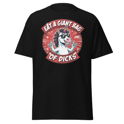 Funny Unicorn "Eat a Giant Bag of Dicks" T-Shirt - Black - TeeRipple