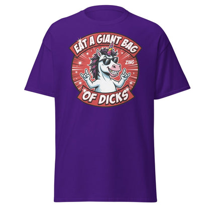 Funny Unicorn "Eat a Giant Bag of Dicks" T-Shirt - Purple - TeeRipple