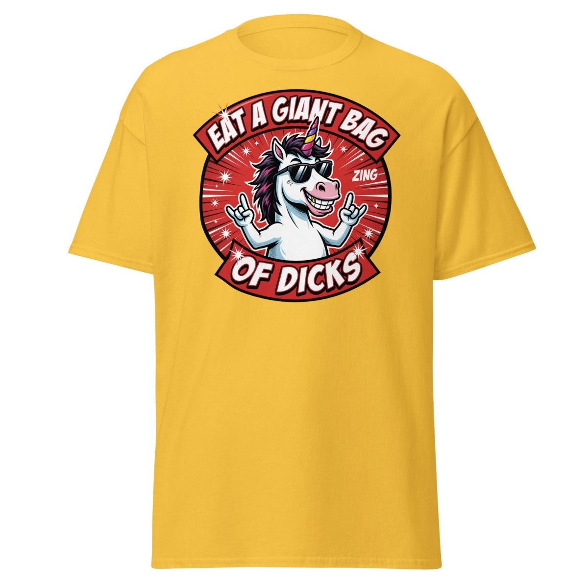 Funny Unicorn "Eat a Giant Bag of Dicks" T-Shirt - Daisy - TeeRipple