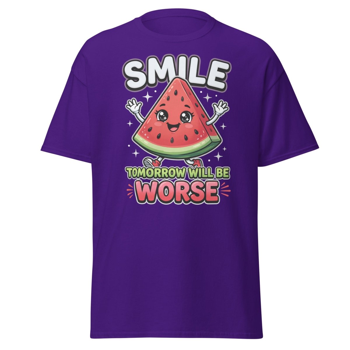 Funny Watermelon T-Shirt - Smile Tomorrow Will Be Worse - Purple - TeeRipple