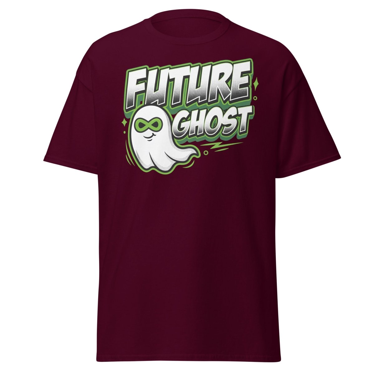 Future Ghost T-Shirt | Funny Infinity Ghost Tee - Maroon - TeeRipple