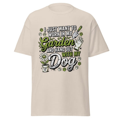 Garden Dog Lover T-Shirt - Work In My Garden Tee - Natural - TeeRipple