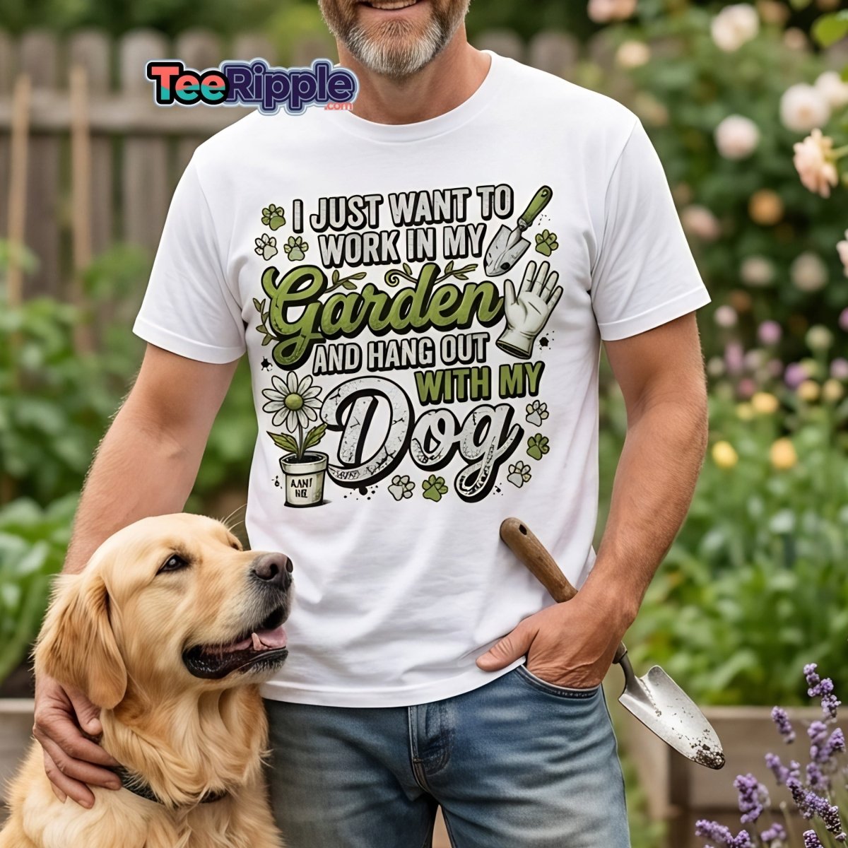 Garden Dog Lover T-Shirt - Work In My Garden Tee - Maroon - TeeRipple