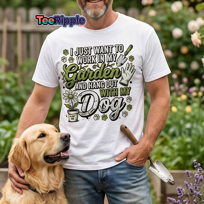Garden Dog Lover T-Shirt - Work In My Garden Tee - Maroon - TeeRipple