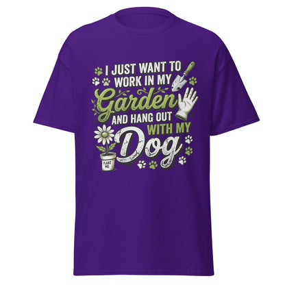 Garden Dog Lover T-Shirt - Work In My Garden Tee - Purple - TeeRipple