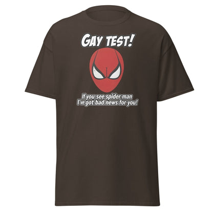Gay Test Spider - Man T-Shirt – Funny Meme Tee - Dark Chocolate - TeeRipple