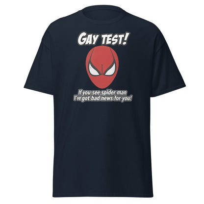 Gay Test Spider - Man T-Shirt – Funny Meme Tee - Navy - TeeRipple