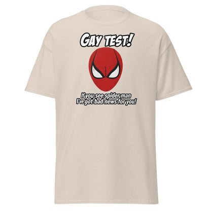 Gay Test Spider - Man T-Shirt – Funny Meme Tee - Natural - TeeRipple