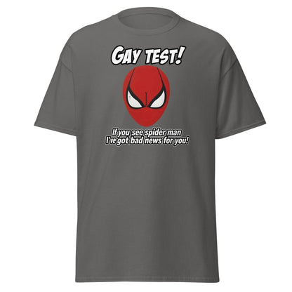 Gay Test Spider - Man T-Shirt – Funny Meme Tee - Charcoal - TeeRipple